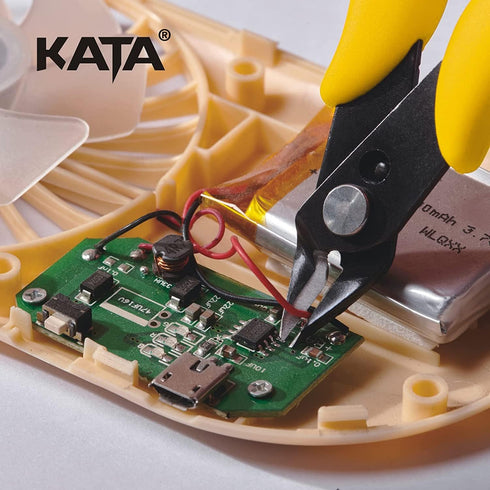 KATA 2-Pack Micro Wire Cutters, Precision Electronics Flush Cutter and Side Cutting Pliers for Electronics, Jewelry, Model Kits, Yellow...