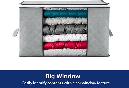 Linen Storage Organizer, 2 Pack Large 90L Foldable Storage Bags Bedding Storage Containers with Zipper Lids, Closet Collapsible Clothing Bins for ...