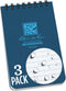 Rite in the Rain Weatherproof Top Spiral Notebook, 3" x 5", Blue Cover, Universal Pattern, 3 Pack (No. 235-3X)...