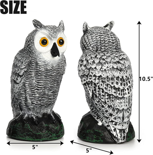 SolisConvene Fake Owl Garden Statue Fake, Owl Scarecrow Sculpture to Frighten Birds, Plastic Owls Devices to Scare Birds Away for Outdoor Decor,Ho...