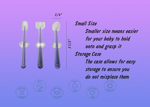 Baby 3-Piece Oral Care Set Silicone Tongue Cleaner, Gum Messaging, and Toothbrush Toddler (Purple)...