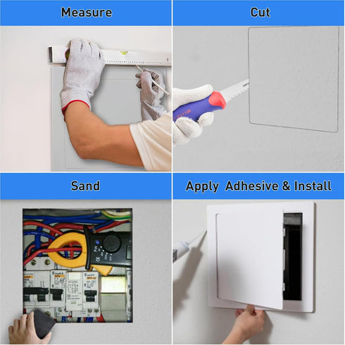 Self-Adhesive Wall Access Panel for Drywall, 10x10 Inch Wall Hole Cover Plumbing Access Panels Heavy-Duty ABS Plastic & Easy Install Wall Panels f...