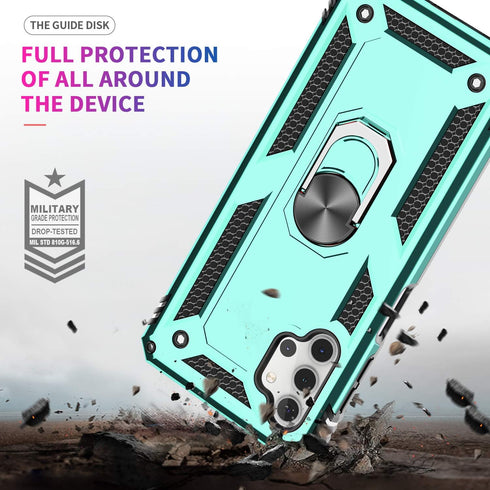 LeYi Samsung Galaxy A32 5G Case, Mint Military-Grade Ring Holder Kickstand Phone Case with 2 Pack Tempered Glass Screen Protector (Not Fit 4G)...