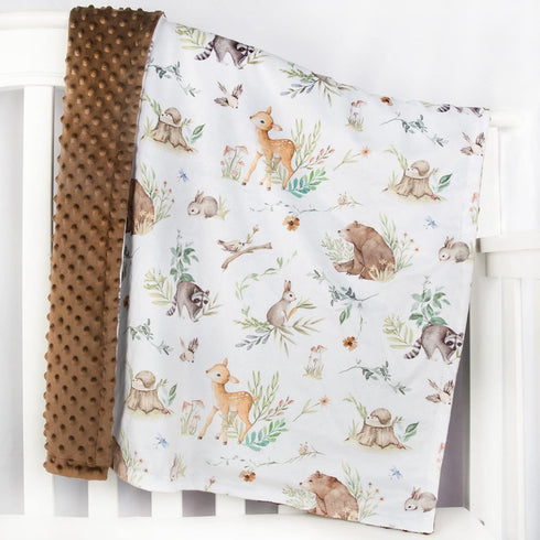 HOMRITAR Baby Blanket for Boys Girls Soft Plush Minky Blanket with Double Layer Dotted Backing for Toddler Nursery with Woodland Animals Printed 3...