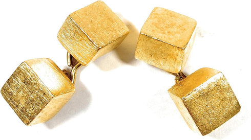 Designer Cube Gold Cufflinks Metallic for Blouse, Shirts Dress, Gold Cuff Link Sets 1/2'' x 1/2'' x 3/8''...