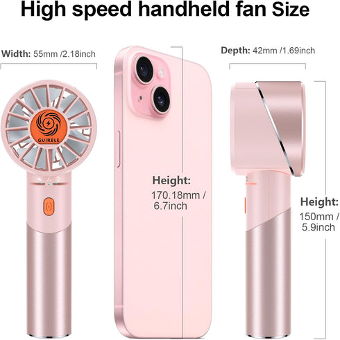Handheld Fan,Portable Turbo Fan,Powerful Personal Fan(7000rpm High-Speed Motor,Battery Work 3-16 H),USB Rechargeable Mini Handheld Fan for Travel/...
