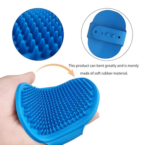 JASLAH 3 Sets with Comb, Pet Grooming Bath Brush Soft Silicone Bristle for Long Short Haired Dogs and Cats Shower, Bath Brush Soothing Massage Rub...