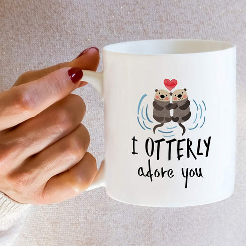 Retreez Funny Mug - I Otterly Adore You 11 Oz Ceramic Coffee Mugs - Funny, Sarcasm, Sarcastic, Motivational, Inspirational birthday gifts for husb...