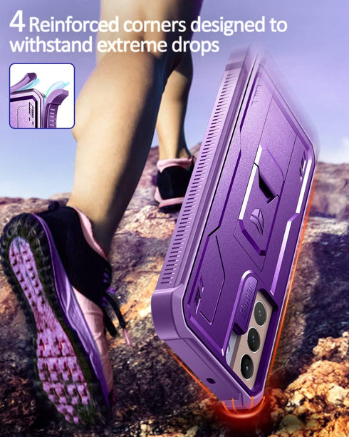 Dexnor Samsung Galaxy S22 Plus Case, Heavy Duty Military Grade Protection with Screen Protector, Kickstand, Shockproof, Phantom Purple...
