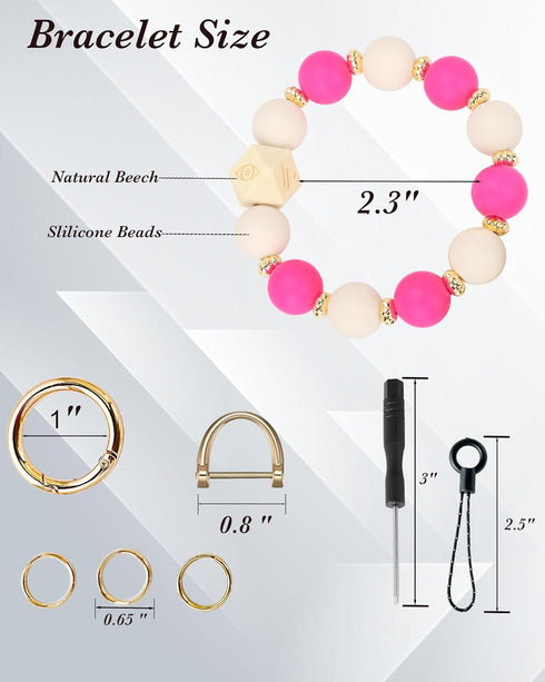 Silicone Key Ring Bracelet for Women | Stretchy Wrist Keychain Bracelet for Car Keys, Wallets, ID Badge...