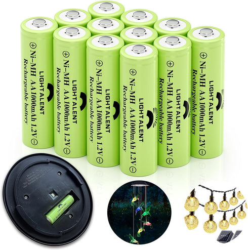 Ni-MH AA Rechargeable Batteries, Double A High Capacity 1.2V Pre-Charged for Garden Landscaping Outdoor Solar Lights, String Lights, Pathway Light...