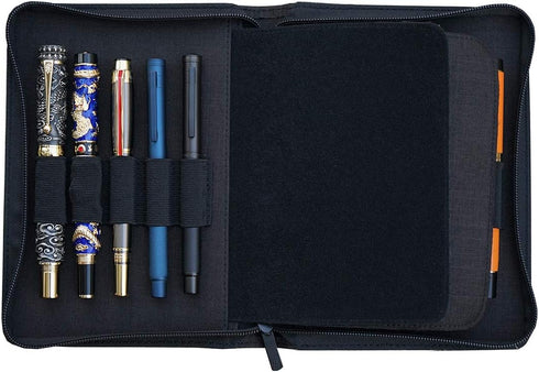 Lanxivi 10 Slots Fountain Pen Case Black, Waterproof Canvas Pen Holder Display Pouch Bag by KACO......
