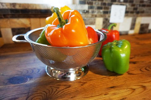 RSVP International Endurance Kitchen Collection Colander Strainer, 3 Quart, Pierced Stainless Steel...
