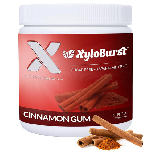 XyloBurst Gum | Xylitol Chewing Gum | Sugar Free, Gluten Free, Keto Friendly | Aspartame Free Gum For Oral Health | Cinnamon | 100-Count Jar...