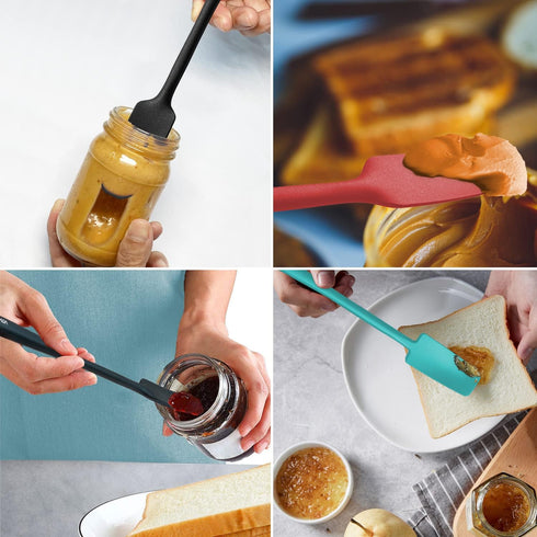 Vovoly Silicone Jar Spatula, Small Head with Long Handle, Rubber Spatulas Scraper for Jar, Blender, Bottle, etc. High Heat Resistant for Nonstick ...