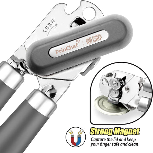 Can Opener, No-Trouble-Lid-Lift Manual Handheld Can Opener with Magnet, Smooth Edge Safe Cut for Beer/Tin/Bottle, Big Turning Knob Anti-Slip Handl...