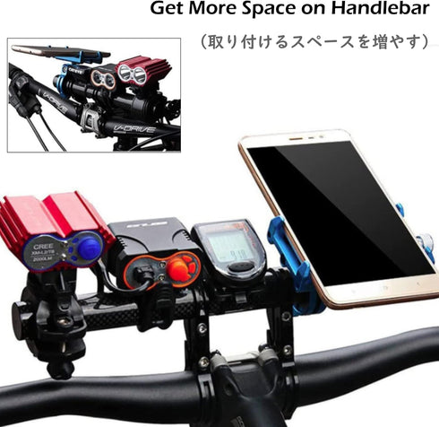 TRIWONDER Bike Handlebar Extender Aluminum Alloy Single Bicycle Handlebar Extension Double Clamp Bike Bracket for Holding Motorcycle E-Bike Lamp S...