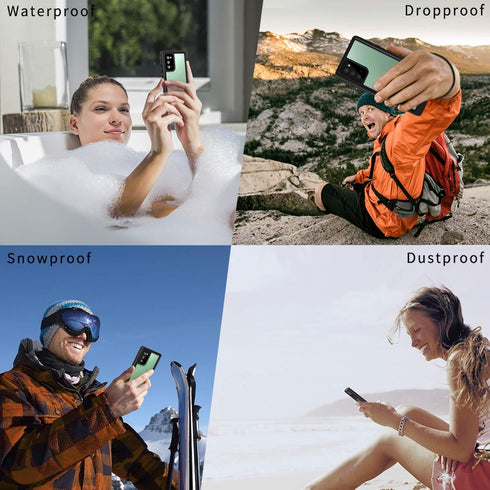 Lanhiem Galaxy Note 20 Case, Built-in Screen Protector with Fingerprint Film Waterproof Dustproof Case, Full Body Heavy Duty Protective Cover for ...