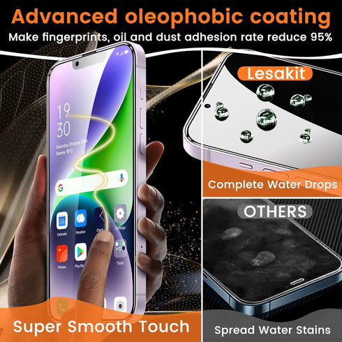 3+3 Pack Privacy Screen Protector for iPhone 14 Plus 6.7-Inch with 3 Pack Camera Lens Protector, Anti Spy Tempered Glass Film 9H Hardness Bubble F...