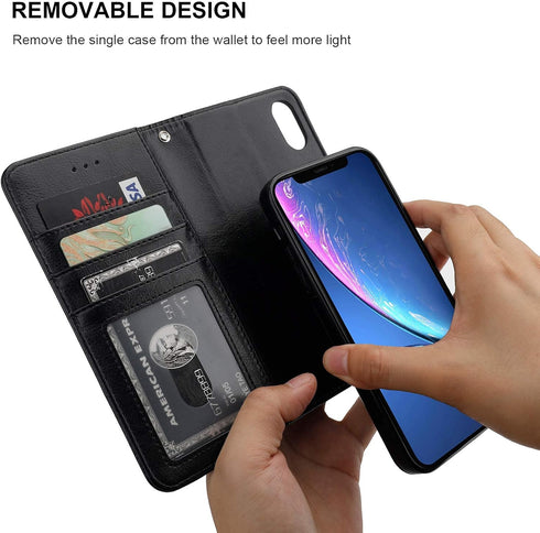 Bocasal for iPhone Xr Wallet Case with Card Holder PU Leather Magnetic Detachable Kickstand Shockproof Wrist Strap Removable Flip Cover for iPhone...