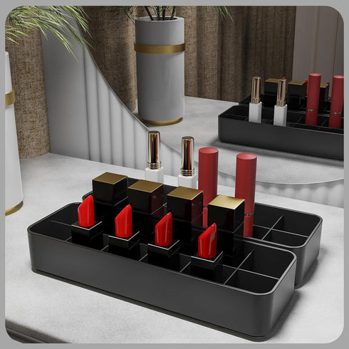 Organizer Holder for Lipstick Nail Polish: Lip Gloss Makeup Storage Drawer Organizers, Vanity Small Perfume Rack Plastic Tray Lipgloss Mascara Hol...