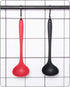 Silicone Ladle Soup Spoon Set of 2, Nonstick Heat Resistant Long Handle Unbreakable Big Round Scoop for Home Kitchen Cooking,Red and Black...