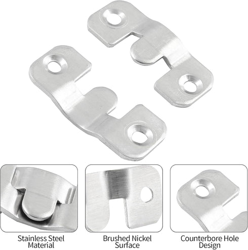 10 Sets Flush Mount Bracket with Screws, Heavy Duty Picture Hangers, Stainless Steel Z Clip Bracket Picture Wall Mount Hardware for Wall Hanging L...