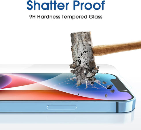 amFiIm Tempered Glass Screen Protector for iPhone 14 6.1"/iPhone 13/iPhone 13 Pro 6.1", Easy OneTouch Installation, Auto-alignment, Bubble Free Ca...