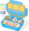 Bento Lunch Boxes with 4 Compartments, Sauce Container, Utensils, Food Picks and Muffin Cups for School or Adults, Blue...