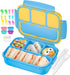 Bento Lunch Boxes with 4 Compartments, Sauce Container, Utensils, Food Picks and Muffin Cups for School or Adults, Blue...