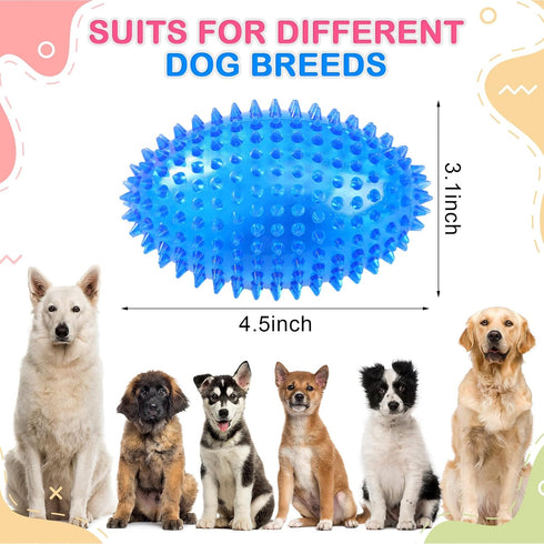 4 Pcs 4.5'' Spiky Squeaker Football Dog Toy for Medium Large Dogs Spiky Dog Balls Puppy Chew Toys for Aggressive Chewers Spiky Ball Dog Toy Fetch ...