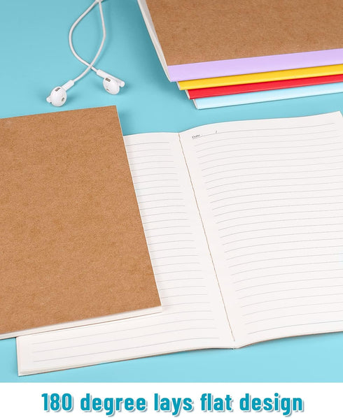 Gwybkq A5 Kraft Composition Notebooks College Ruled Bulk 8Pcs(5.5x8.3),Kraft Cover, Notebooks for High School, College, Office, Home, 60 Pages/30 ...