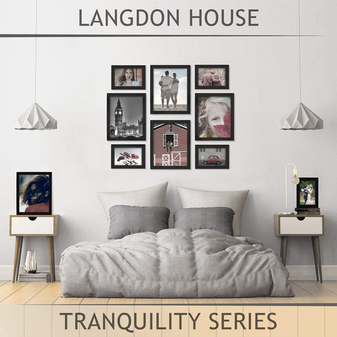 Langdon House 8x10 Picture Frame Set (Black, 4 Pack), Sleek & Classic, Fabulous Black 8x10 Frames, Swivel Tabs, Table Top Easel and Wall Hanging H...