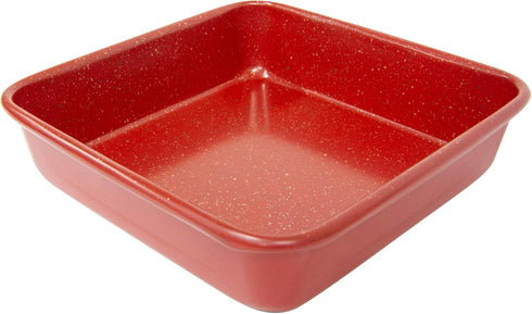 casaWare 7-Inch Toaster Oven Ultimate Series Commercial Weight Ceramic Non-Stick Coating Square Pan (Red Granite)...