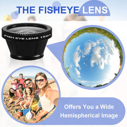 2 Pack Universal 3 in 1 Camera Lens Kit Phone Camera Lens Clip Fisheye Lens Macro Lens Wide Angle Lens Cell Phone Lens Attachments Compatible with...