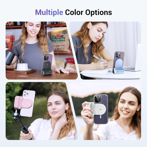 Magnetic Smartphone Shooting Holder Hand Grip Handle Snap On Phone Stand with Tripod Mount & Wireless Shutter Remote Control for iPhone 15 14 13 1...