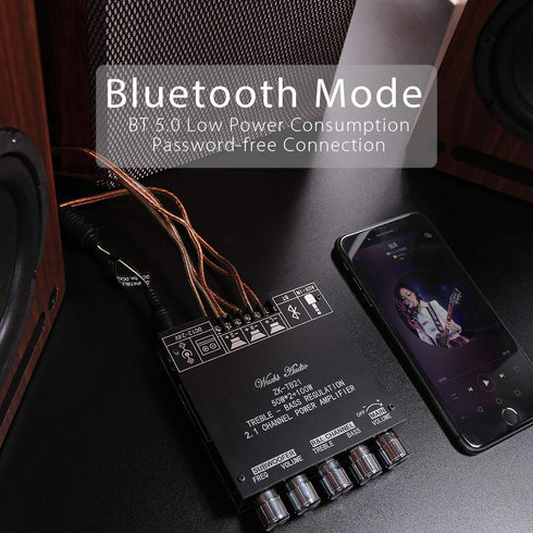 50W+50W+100W 2.1 Channel Subwoofer Amplifier Board with Treble and Bass Control, Dual TPA3116 Chip, DC 12-24V, Bluetooth and AUX Inputs, DIY Wirel...