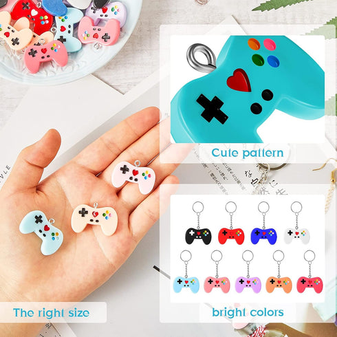 Hicarer 36 Pieces Colorful Game Controller Key Ring Pendant Charms Video Game Resin Charm for DIY Jewelry Making Necklace Bracelet, 9 Colors...