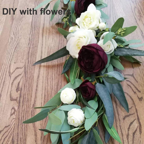 DearHouse 5.5ft Seeded Eucalyptus Garland, Artificial Vines Faux Eucalyptus Leaves Table Garland Artificial Greenery Wedding Backdrop Arch Wall De...