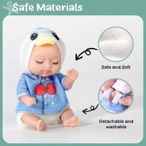 6 Sets 4 Inch Dolls Mini Reborn Baby Dolls with Animal Clothes Realistic Baby Doll Set for Girls Boys Toddlers and Kids 3+ (B)...