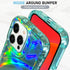 Bonoma Compatible with iPhone 15 Pro Case Bling Laser Iridescent Florescent Crystal Wave Luxury Case Camera Protector + Screen Protector Shockproo...