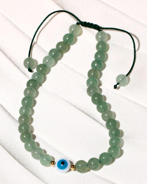 Simple Adjustable Green Aventurine Beaded Anklet Protection Amulet Ankle Bracelets for Women Wealth and Prosperity Handmade Evil Eye Jewelry Boho ...