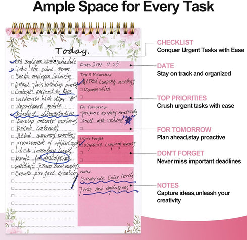To Do List notepad - To Do List Notebook for Work with 52 Sheets, Undated Daily Planner Perfect for Daily Tasks and Goal Setting, To Do List Notep...