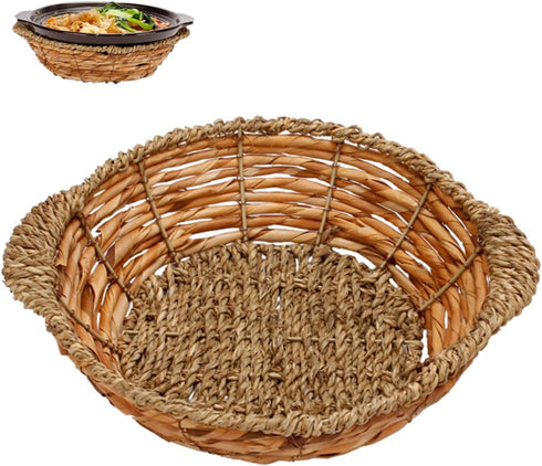 Dolsot Pot Base Woven Storage Baskets Serving Tray Stone Bowl Base Casserole Pot Holder Woven Casserole Pot Mat Stone Pot Mat Rattan Multifunction...