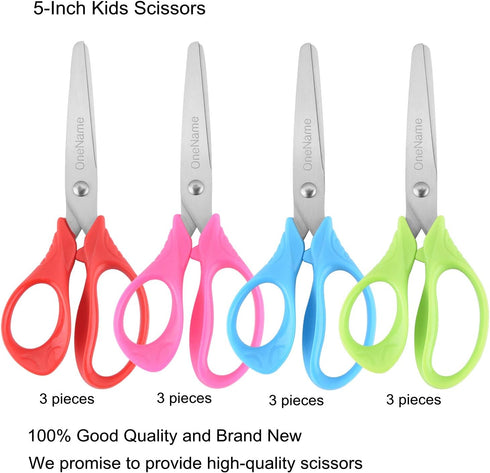 5" Kids Scissors 12 Pack,Kids Safety Scissors For School Kids Scissors Comfort-Grip Handles Sharp Blade Blunt Student Scissors ages 4+,Child Small...