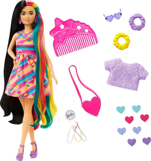 Barbie Totally Hair Doll, Heart-Themed with 8.5-inch Fantasy Hair & 15 Styling Accessories (8 with Color-Change Feature)...