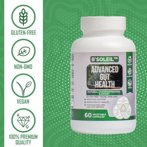 B’Soleil™ Advanced Gut Health Probiotic - Pre, Pro & Post Biotics - Natural Gastrointestinal Support - 60 Vegetable Capsules - Gluten Free, Vegan ...