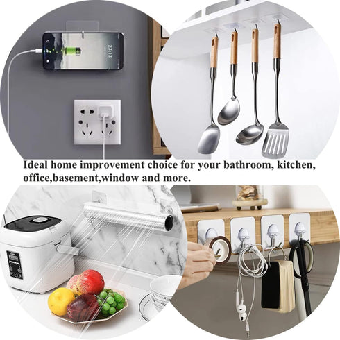 Adhesive Wall Hooks for Hanging Heavy Duty Towel Coat Hooks Waterproof Transparent Hook for Bathroom Shower Kitchen Keys Door Outdoor Home Improve...