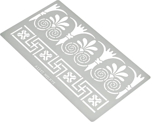 Aleks Melnyk No.334 Metal Stencil, Ancient Greek Fret and Roman Ornament, Meander, Palmette Motif, Border, Patterns, Small Stencil, 1 PC, Template...