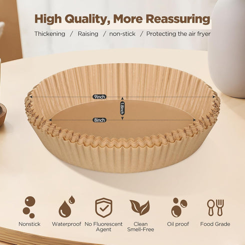 Air Fryer Paper Liners, 100PCS Non-stick Oil Resistant Air Fryer Parchment Paper Liners, 8 Inch Air Fryer Liners Disposable, Round Airfryer Liners...